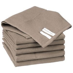6Pack Cotton Weave Reusable Absorbent Cleaning Rags 14" x 14" Brown